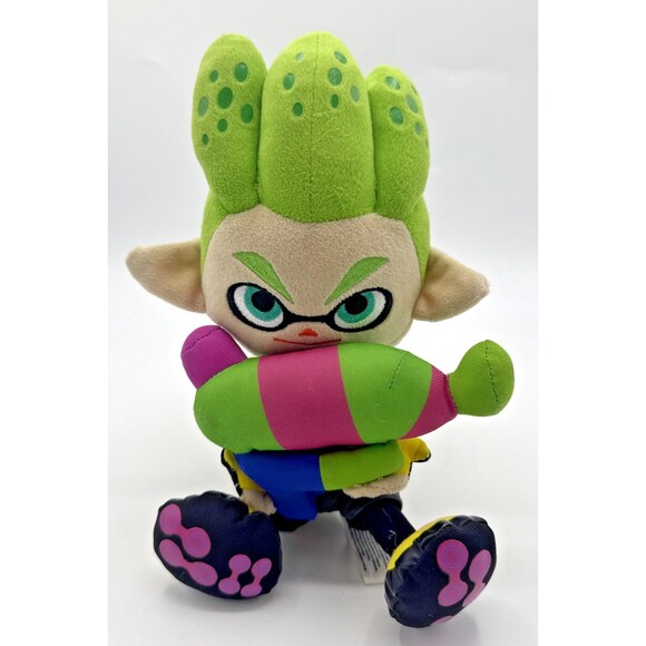 Splatoon 2 Inkling Boy 10" Plush Neon Green Sen-Ei Little Buddy Nintendo 2018 - Picture 1 of 12